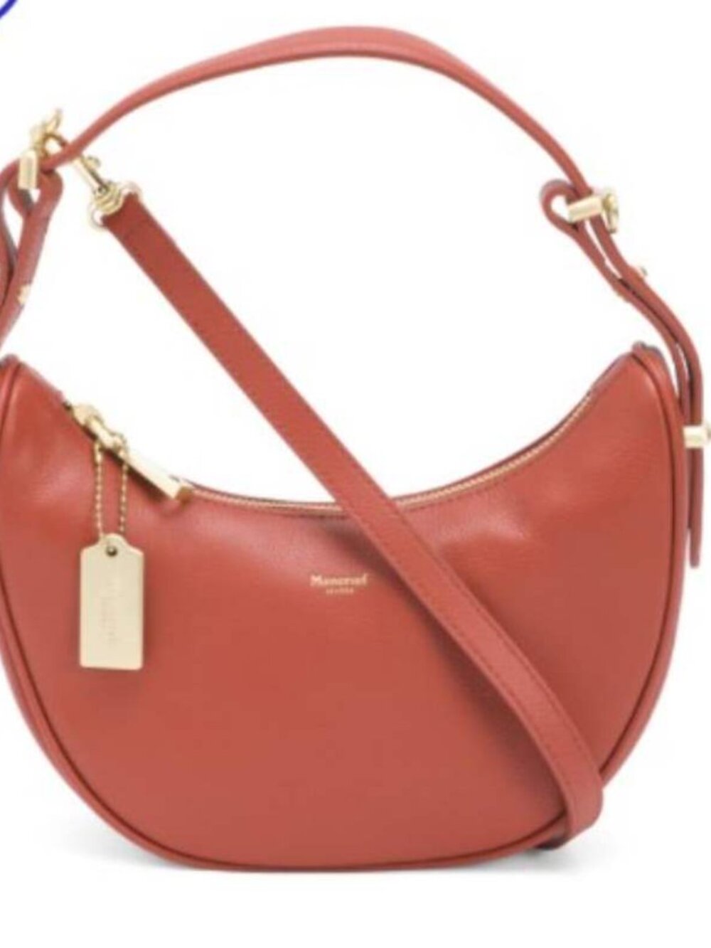 MONCRIEF LONDON Leather Half Moon Shoulder Bag Purse Chili NWT